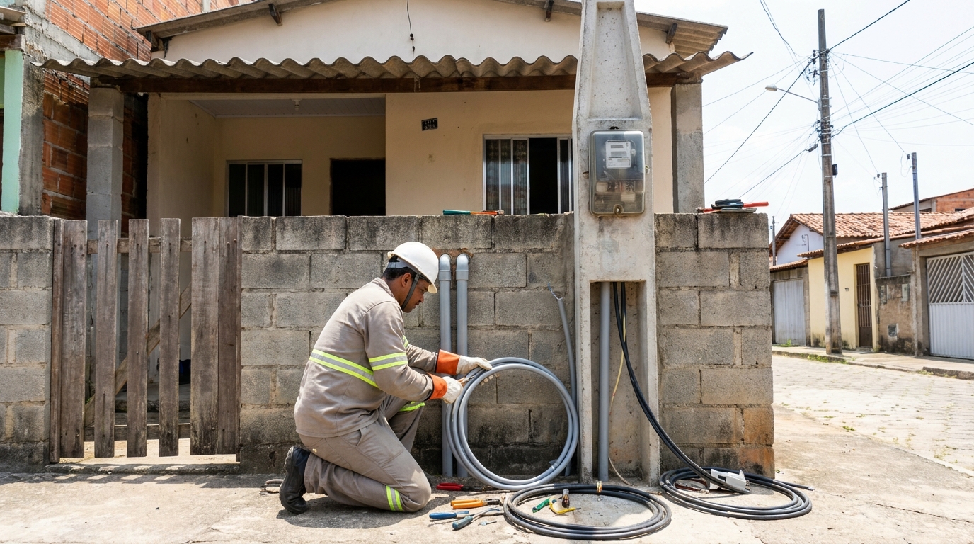 Instalação de Poste Padrão na Samambaia, Jundiaí‑SP